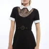 Petite Lace Ponte Cotton Mix Jersey Mini Dress