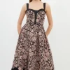 Petite Lace Prom Woven Midi Dress