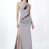 Petite Lace Trim One Shoulder Jersey Maxi Dress