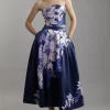 Petite Large Scale Floral Print Woven Prom Midi Skirt