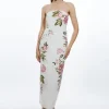 Petite Linen Embroidery Off The Shoulder Woven Dress