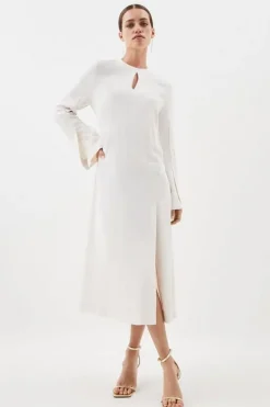 Petite Long Sleeve Column Maxi Dress