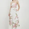 Petite Lydia Millen Linen Embroidery Off The Shoulder Prom
