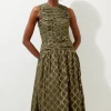 Petite Metallic Viscose Georgette Beaded Woven Maxi Dress