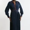 Petite Military Belted Woven Shirt Midaxi Dress