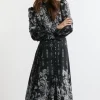 Petite Mono Floral Woven Button Up Maxi Dress