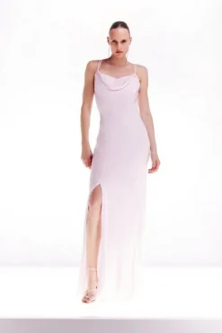 Petite Ooto Viscose Satin Draped Strappy Woven Maxi