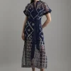 Petite Organdie Crystal Embellished Tie Waist Woven Maxi Dress