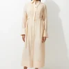 Petite Organdie Pin Tuck Longline Woven Shirt Dress With Tab Detail