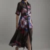 Petite Organdie Printed Shirt Midaxi Dress