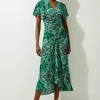Petite Paisley Printed Morocain Woven Midi Dress
