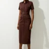 Petite Pocket Detail Ponte Jersey Short Sleeve Midi Dress