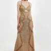Petite Premium Embellished Cut Out Maxi Dress