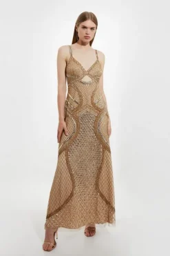 Petite Premium Embellished Cut Out Maxi Dress