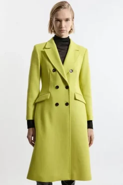 Petite Premium Italian Manteco Wool Fitted Tailored Midi Coat