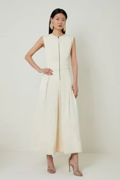 Petite Premium Linen Twill Woven Sleeveless Maxi Dress