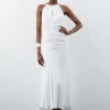 Petite Premium Ruched Halter Strappy Maxi Dress