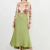 Petite Premium Satin Guipure Lace Maxi Dress