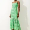 Petite Premium Satin Guipure Lace Strappy Maxi Dress