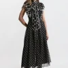 Petite Printed Dobby Ruffle Midi Dress