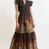 Petite Printed Paisley Print Cotton Woven Maxi Dress