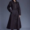 Petite Quilted Full Skirted Belted Midi Coat