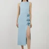 Petite Rosette Ponte Jersey Slit Midi Dress