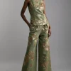Petite Satin Sequin And Embroidery Woven Pants