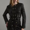 Petite Sequin Cropped Blazer