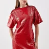 Petite Sequin Woven Mini Dress