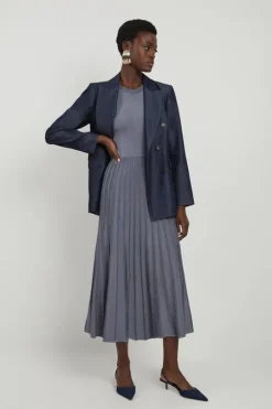 Petite Slinky Knit Pleated Midaxi Dress