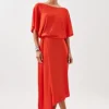 Petite Slinky Viscose Knit High Low Dress