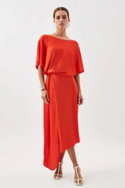Petite Slinky Viscose Knit High Low Dress