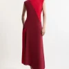 Petite Soft Tailored Bandeau Color Block Midi Dress
