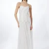 Petite Strappy Embellished Ruched Georgette Woven Maxi Dress