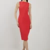 Petite Stretch Crepe Panelled Tailored Midi Dress