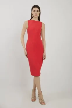 Petite Stretch Crepe Panelled Tailored Midi Dress
