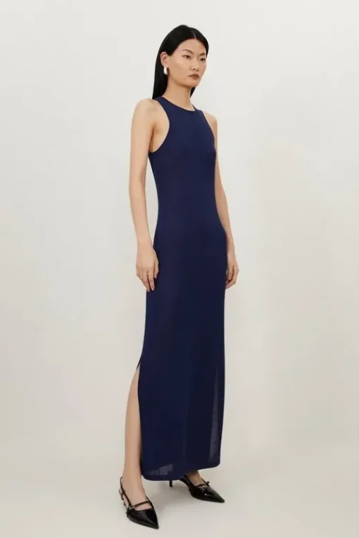 Petite Summer Knit Racer Maxi Dress