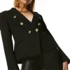 Petite Tailored Button Military Blazer