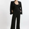 Petite Tailored Crepe Seam Detail Straight Leg Pants