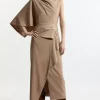 Petite Tailored Draped Asymmetric Maxi Dress