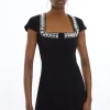 Petite Tailored Embellished Square Neck Mini Dress