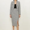 Petite Tailored Jacquard Spot Pencil Midi Skirt