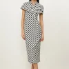 Petite Tailored Jacquard Spot Midi Pencil Dress
