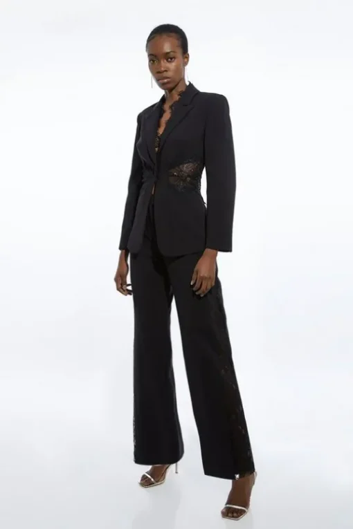 Petite Tailored Lace Detail Suit Set
