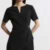 Petite Tailored Military Pleat Side Panel Mini Dress