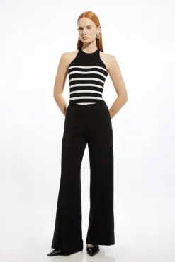 Petite Tailored Ponte Slim Flare Leg Pants