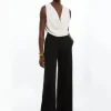 Petite Tailored Ponte Wide Leg Pants