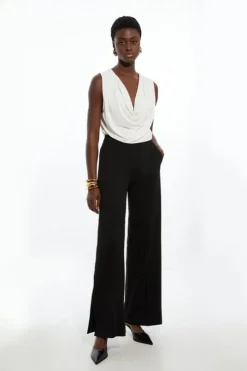 Petite Tailored Ponte Wide Leg Pants