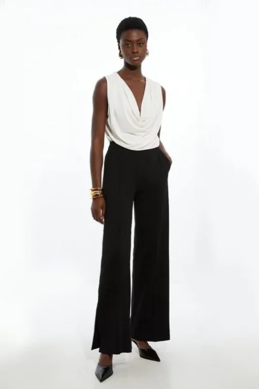 Petite Tailored Ponte Wide Leg Pants